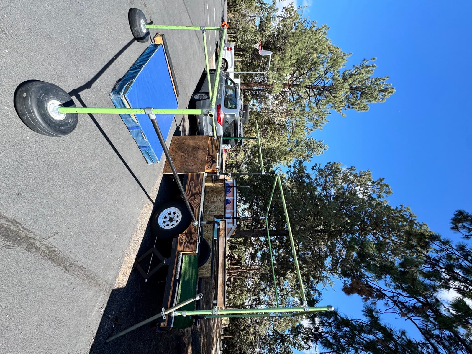 The AIM parkour trailer and equipment setup